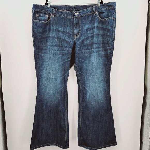 Old Navy The Diva Low Waist Flare Denim Jeans Dark Wash Plus Size 26 Long - Picture 2 of 11